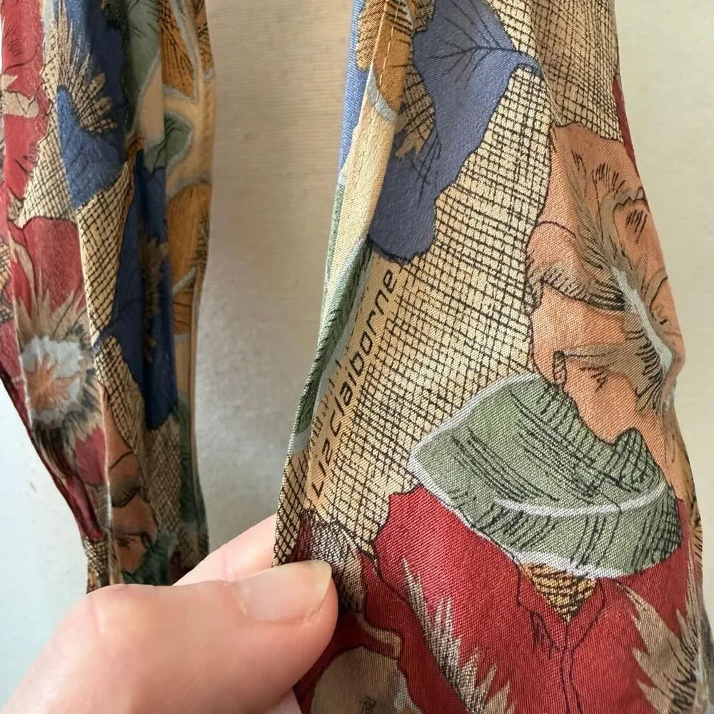 Liz Claiborne Silk Lightweight Multicolor Floral Flower-Print Scarf for Women